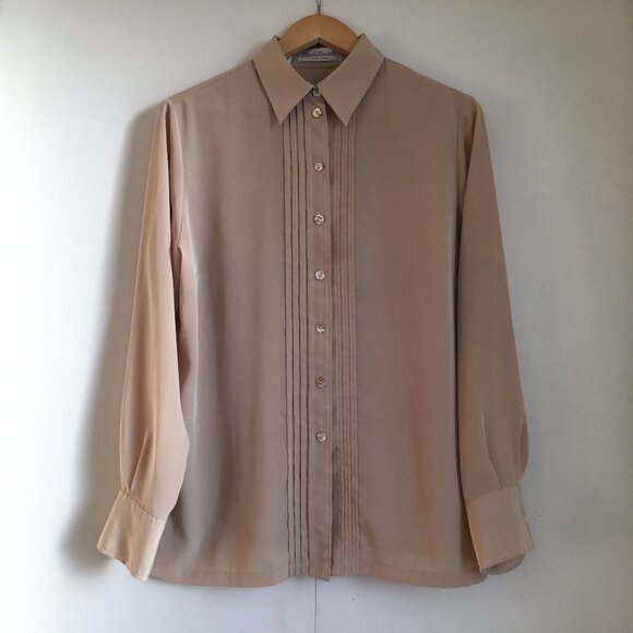 Renato Belestra Micro Crepe Bisque Pintuck Button Down Cufflink Dress Shirt - Picture 1 of 16